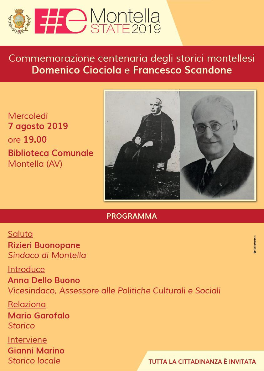 COMMEMORAZIONE centenaria degli storici Montellesi Domenico Ciociola e Francesco Scandone.